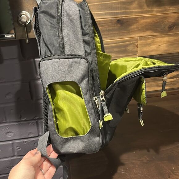 Eddie Bauer Gray Green Backpack Travel Diaper Baby Bag - Picture 6 of 9